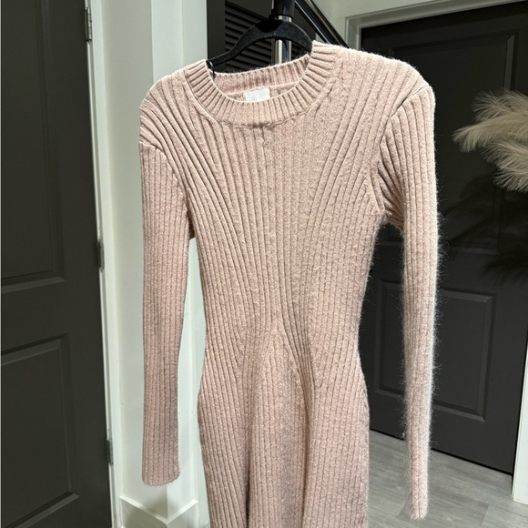 Pink Ribbed Knit Dress - Picture 1 of 3